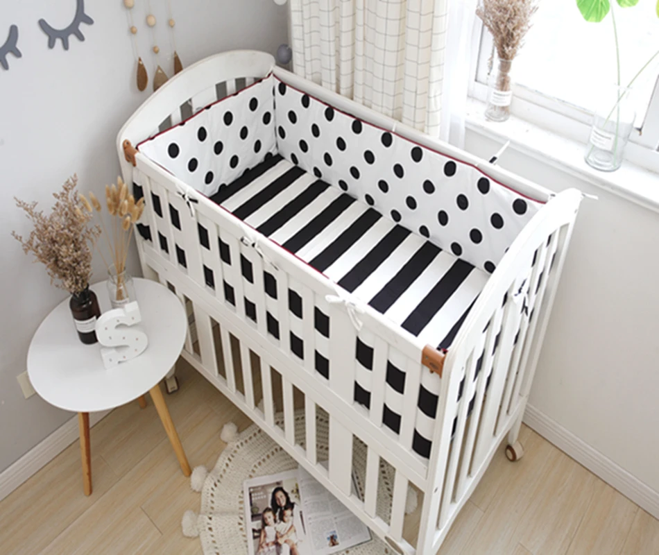 

5Pcs/Set Baby Bedding Set Cotton Cartoon Newborns Crib Bumper Bed Linens Kid Cot Flat Bed Sheet Infant Protector Baby Bed Set