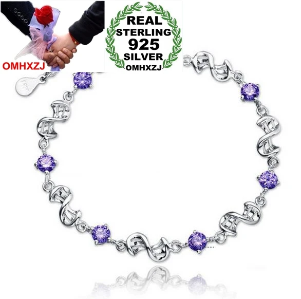 

OMH Wholesale Fashion present High Quality AAA Zircon 925 Sterling Silver Gift Women Red bean Bracelets Bangles SZ38