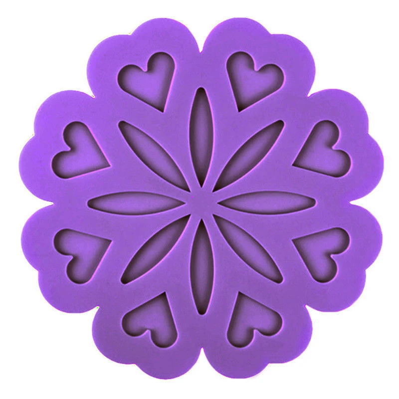 وساده دافئه القلب على شكل زهرة الملونة تصميم جولة سيليكون الجدول سجادة مقاومة للحرارة الشاي كوب فنجان قهوة حصيرة تحديد الموقع