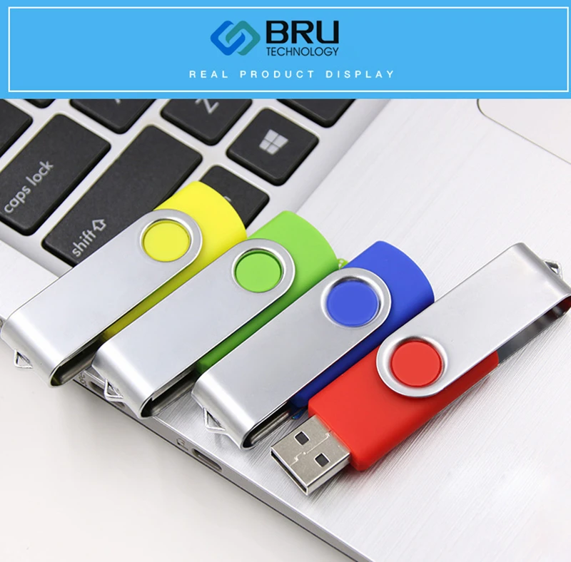 USB флешка BRU, 1 ГБ, 2 ГБ, 4 ГБ, 8 ГБ, 16 ГБ, 32 ГБ, пластиковая поворотная ручка, флешки, флэшка, лазерная гравировка, печать текста, логотип