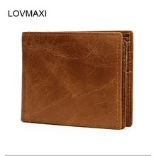 LOVMAXI мужские короткие кошельки из натуральной кожи RFID винтажный кошелек для мужчин повседневные Простые кошельки Корова Модный кожаный бумажник