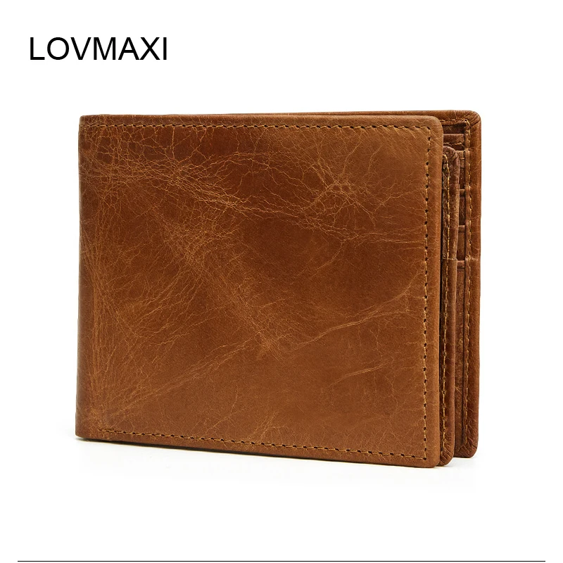 

LOVMAXI genuine leather male short wallets RFID vintage purses for man causal simple wallets cow leather fashion wallet man