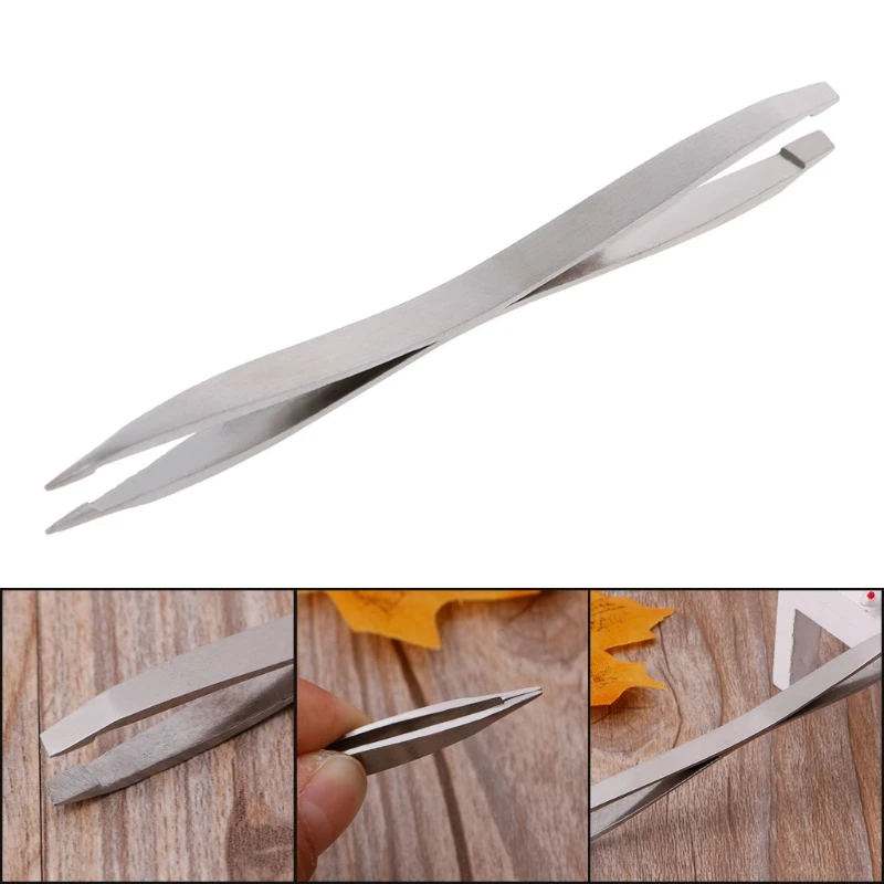 1pc Professional Stainless Steel Eyebrow Tweezers Double Head Tweezer