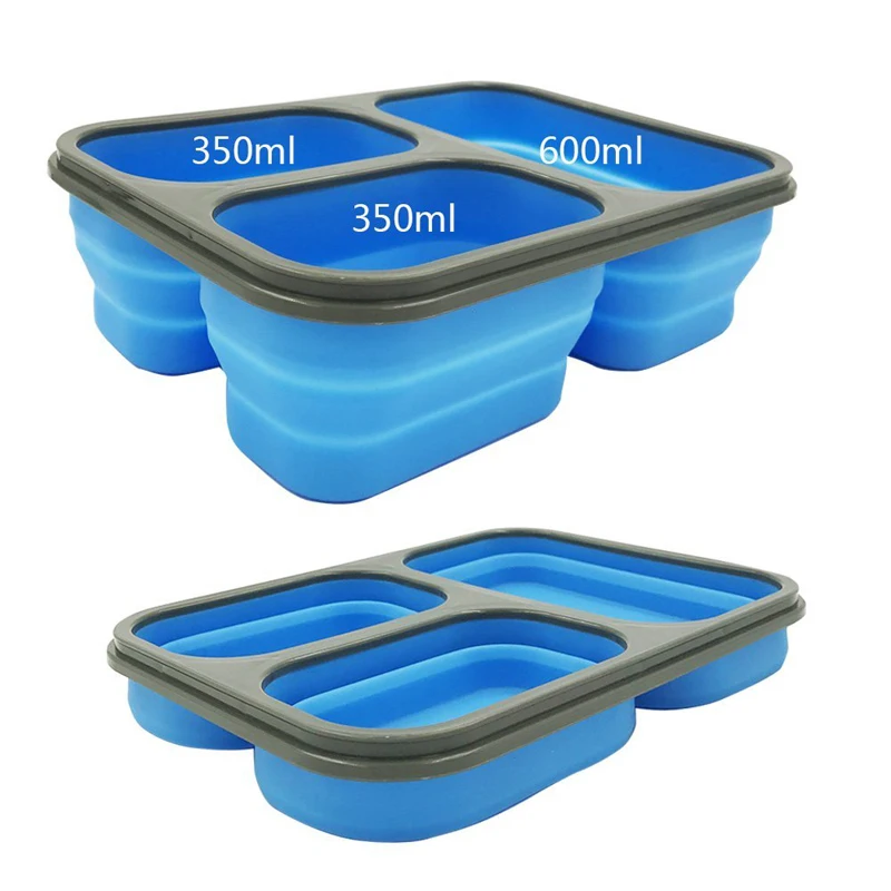 

Portable tableware lunch box Silicon Collapsible microwave bento box folding lunchbox set food container-Z0106