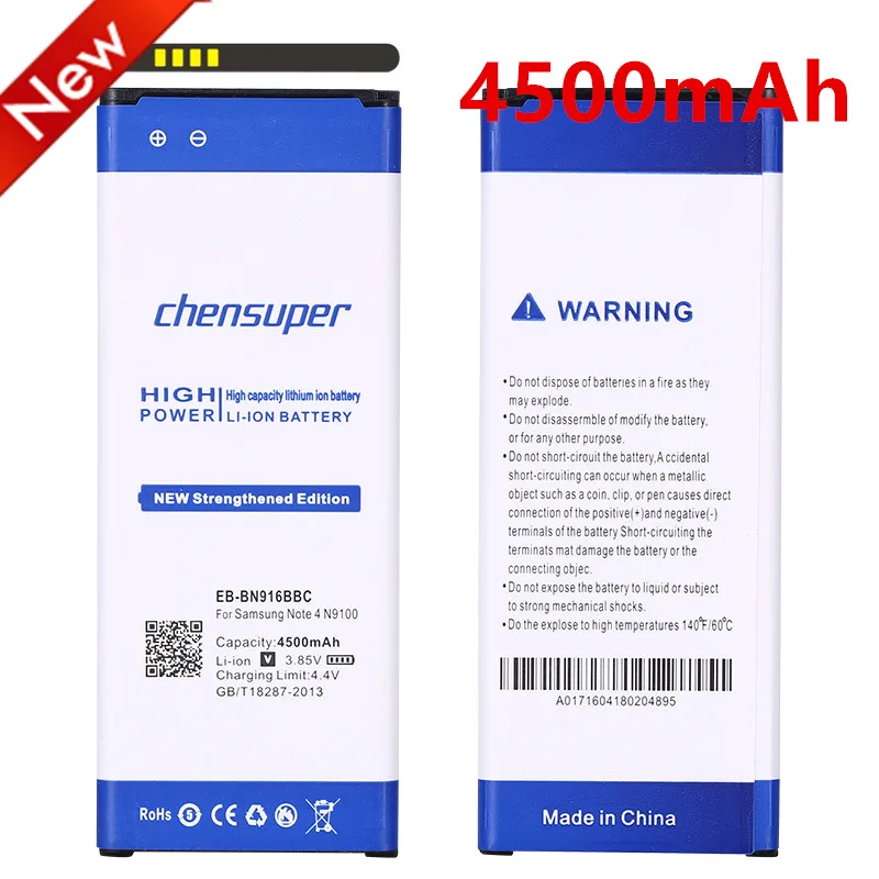 Оригинальная батарея chensuper EB-BN916BBC 4500 мАч для samsung Galaxy Note 4 N9100 N9109W N9108 N9106V запасная батарея
