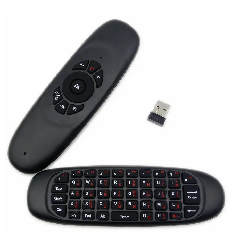 Tikigogo 2,4G C120 русский гироскоп Fly Air mouse Мини Беспроводная клавиатура для Android Smart tv Box Windows PC и т. д. пульт дистанционного управления