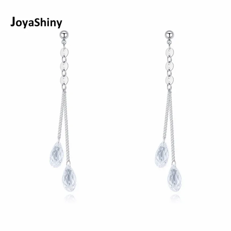 

Joyashiny Crystals From Swarovski Water Drop Long Chain Piercing Earrings For Women Silver Color Wedding Party Boho Jewelry