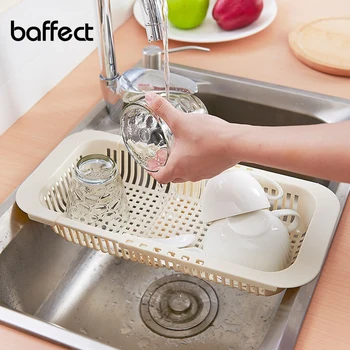 

New Nordic Flexibled Vegetable Fruits Organizer Storage Washing Draining Rack Sink Dish Plate Drainer Basket Kitchen Accessories