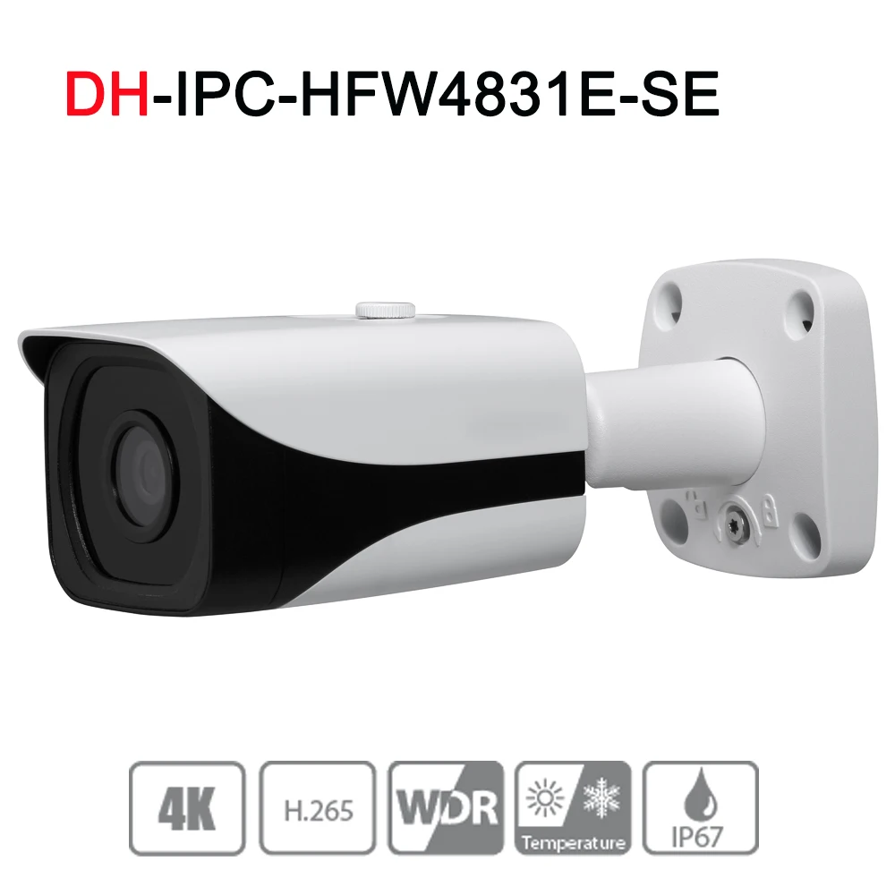 

IPC-HFW4831E-SE 8MP WDR IR Mini Bullet Network IP Camera 4K Smart Detect 40m IR Support Micro SD Card H.265 WDR IP67 PoE