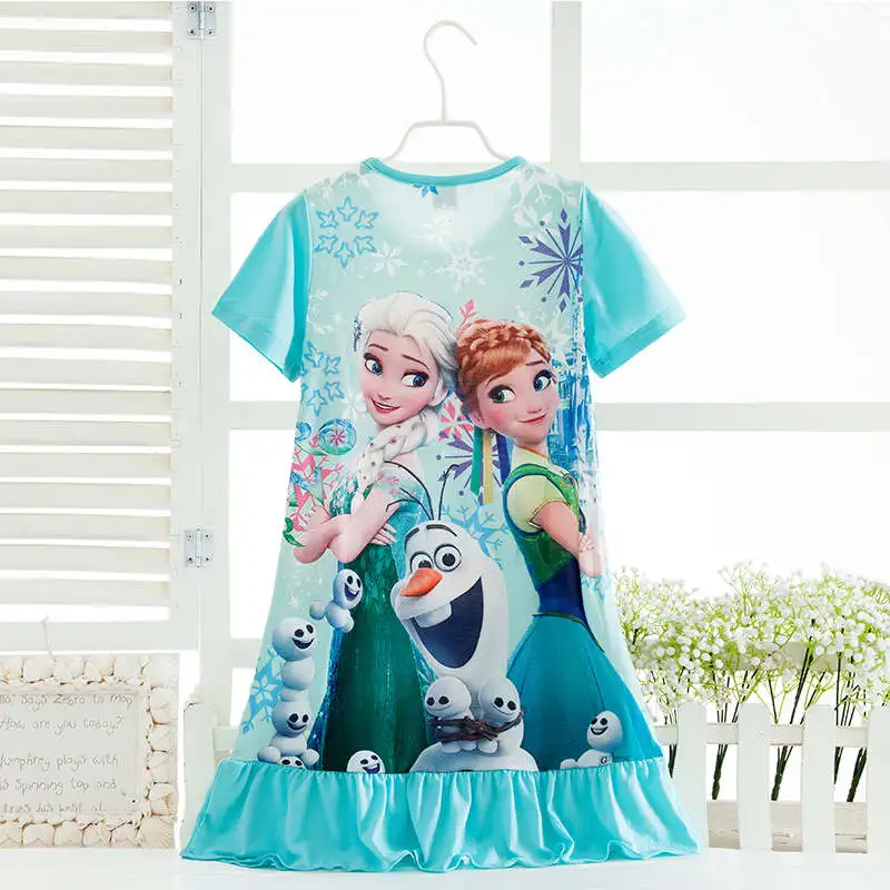 Disney детская одежда с изображением Эльзы из мультфильма "Холодное сердце", домашняя одежда Лето Ночное белье для девочек; robe ночные рубашки «Принцесса» Хлопковая пижама для холодного времени года красивое детское платье - Цвет: 8