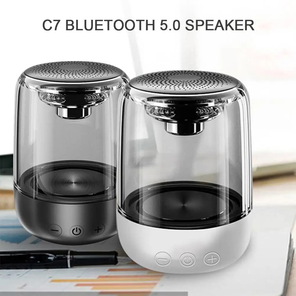 C7 портативная Bluetooth Колонка 5 0 прозрачная светодиодная подсветка сабвуфер TWS 6D