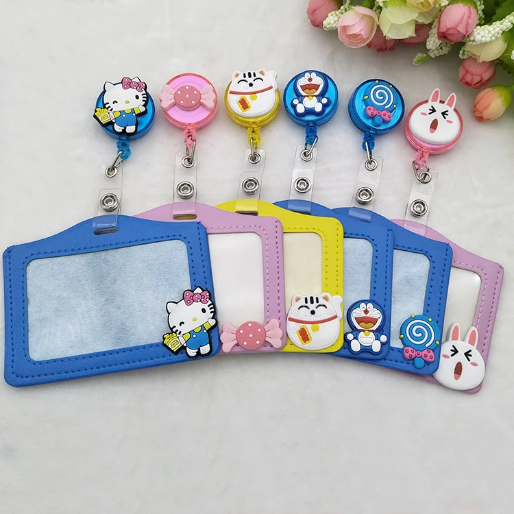 

Colourful Badge Reel Leather Card Holders Card ID Holders Identity Badge Student Nurse Bank Credit Card Holders ID Badge Holder