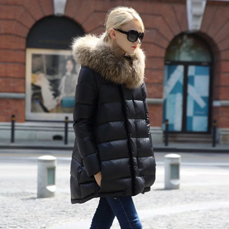 2018 New Quality Down Jacket Plus Size Women Winter Down Coats With Real Fur Hood Winter Parkas Casacos Femininos
