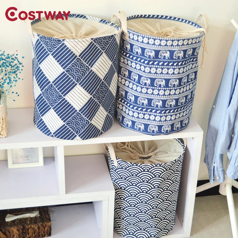 

Handheld Print Laundry Basket Hamper Bag Drawstring Clothes Storage Barrel Clothes Kid Toy Sundries Organizer Storage Basket
