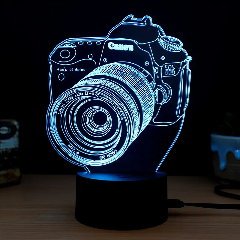 3D камера лампа Новинка светодиодный ночник новый светодиодный свет лампы визуальная Иллюзия для настроения настольная лампа украшение