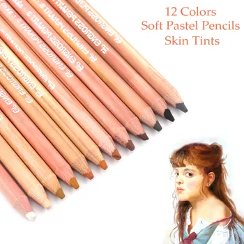 

Professional Skin Tints Soft Pastel Colored Pencils 12 pcs for Portrait Drawing Color Pencils For Kids Artist School Supplies
