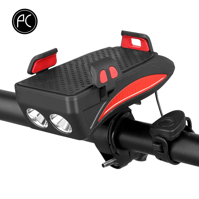 PCycling 4 в 1 велосипедный держатель для телефона электика мотоцикл USB зарядка Водонепроницаемый MTB дорожный фонарь для велосипеда 130 децибел Рог power Bank