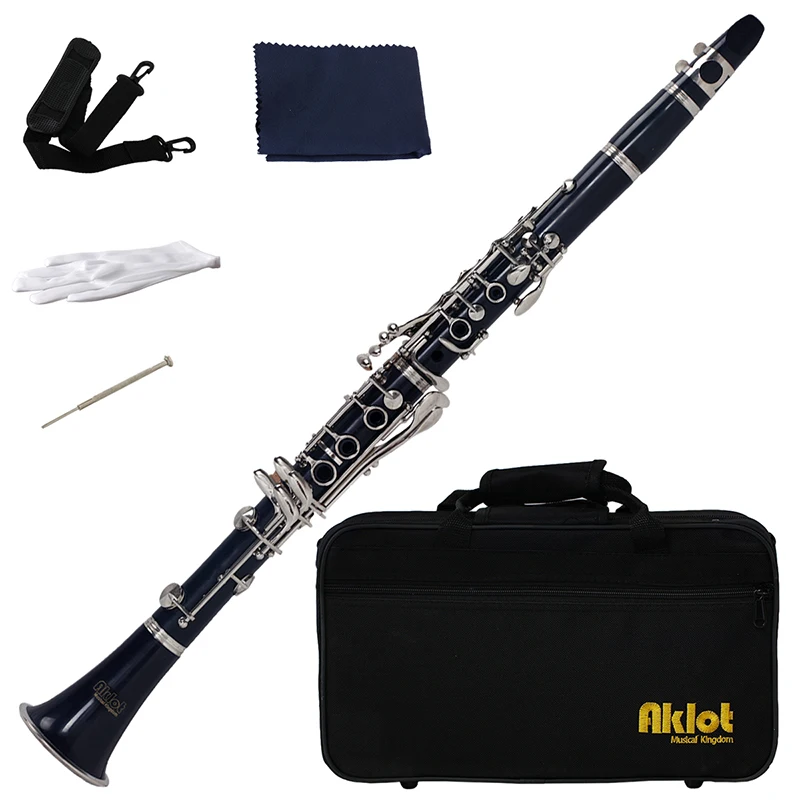 Aklot Bb Beginner 17 Keys with Durable Dark Blue ABS Body with