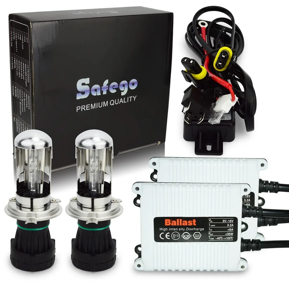 Safego AC 12V 35W HID hi/lo bixenon H4 kit 4300K 6000K 5000K 8000K 10000K 12000K Hi Low hid bi xenon h4 kit wire relay harness Safego AC 12V 35W HID hi/lo bixenon H4 kit 4300K 6000K 5000K 8000K 10000K 12000K Hi Low hid bi xenon h4 kit wire relay harness