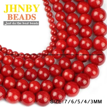 

Jhnby Red Coral Natural Coral Stone High Quality Round Loose Beads Ball 2.5/4//5/6/7Mm Jewelry Bracelet Accessories Making Diy