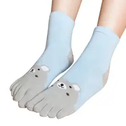 Для детей Зимние хлопковые длинные выше лодыжки Пять пальцев носки милый мультфильм принт с конфетами Цвет теплые Разделение Носок