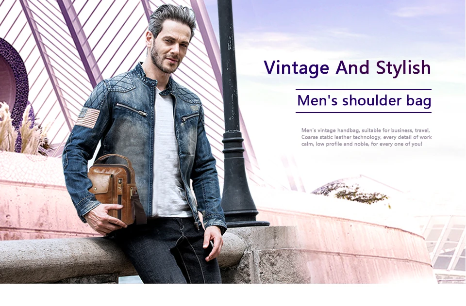 Genuine Leather Men Bags Oil Leather Messenger Bag Men Shoulder Crossbody Bags Male Flap Small Handbags Shoulder Bag  (1)