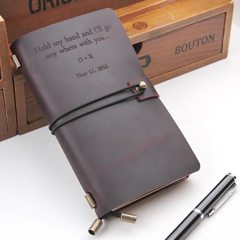 

Handmade Vintage Refillable Travel journal Leather retro handbook high-end business notebook custom logo