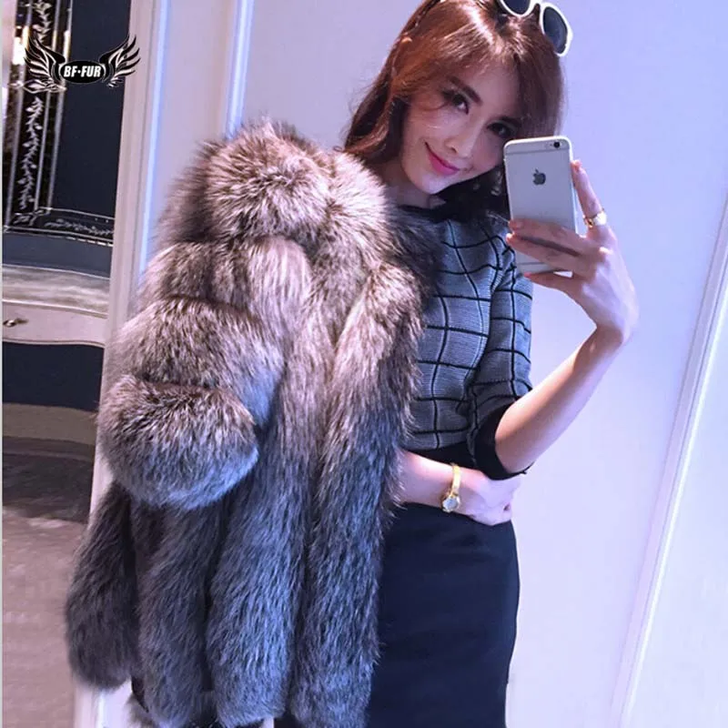 Top Quality Whole Skin Genuine Silver Fox Fur Coat Women's Sliver Fox Fur Jacket Real Fur Coats Short Medium Style BF-C0015 Coats