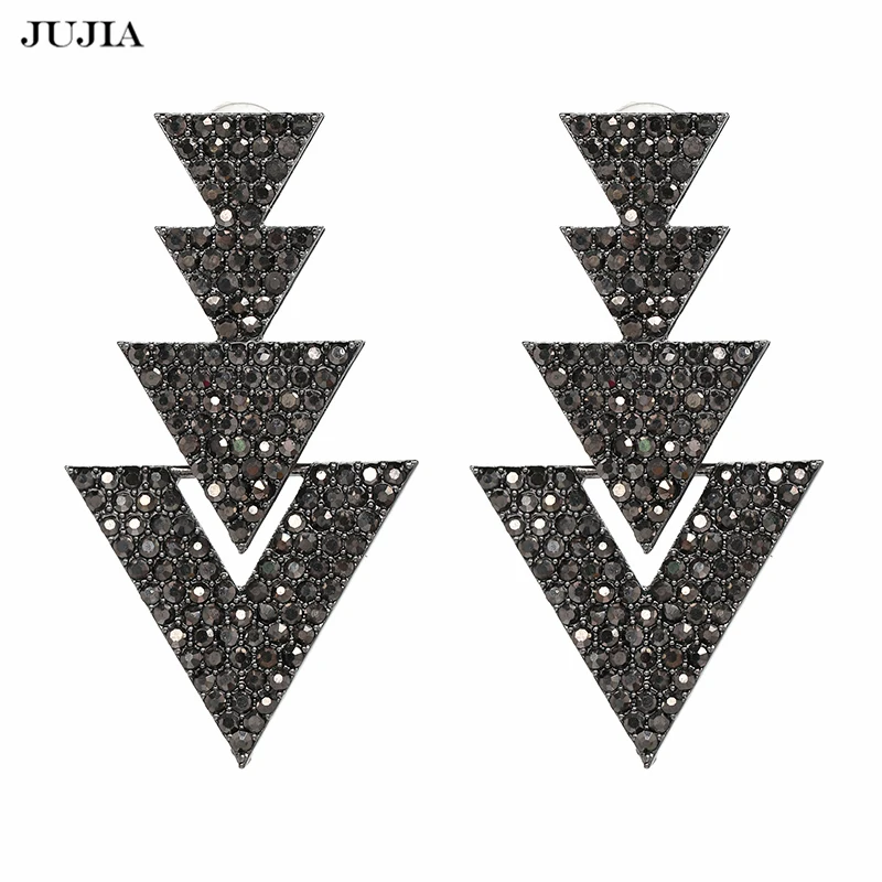 

JUJIA Triangle Long Earrings Luxury Wedding Engagement Jewelry for Women Bridal Drop Dangle Earrings