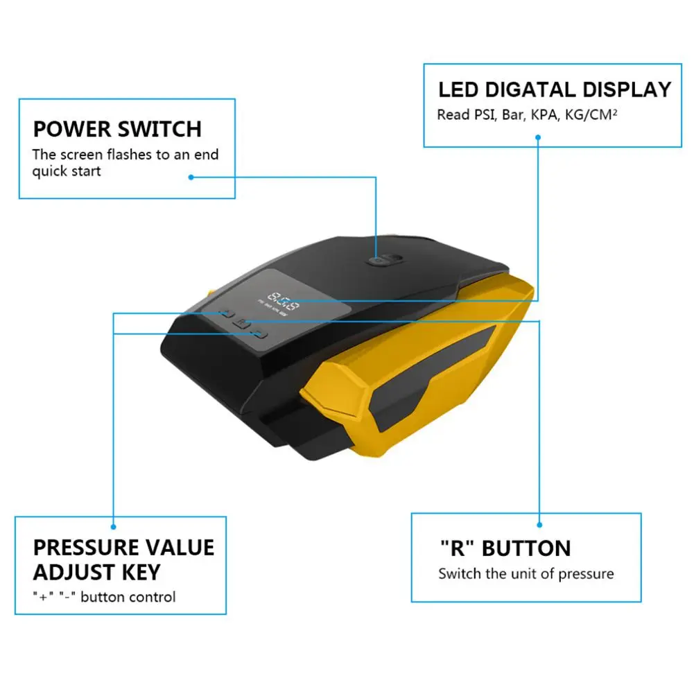 Car LED Digital Display Air ComprESSor Portable Inflatable Pump 12V Automobile Tire Fast Inflator Mini Electric Auto For Trave