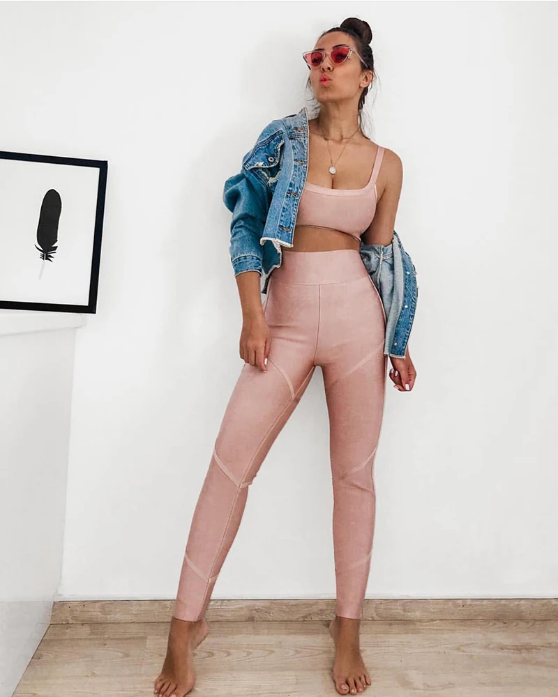Lyer 2019 New High quality A pair of rayon bandage pants with a tight strap