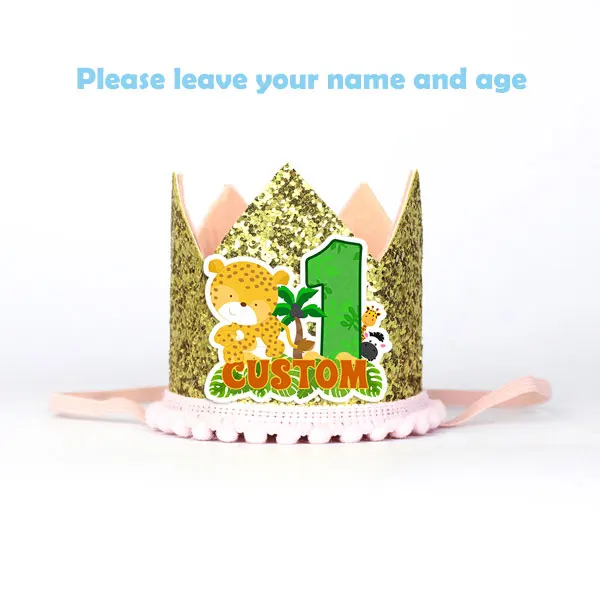 jungle crown Сафари животные партия поставок пользу коробки приглашения соломенный торт Топпер вечерние шляпу бутылки обертка ребенка душ Дети День Рождения Декор - Цвет: jungle crown