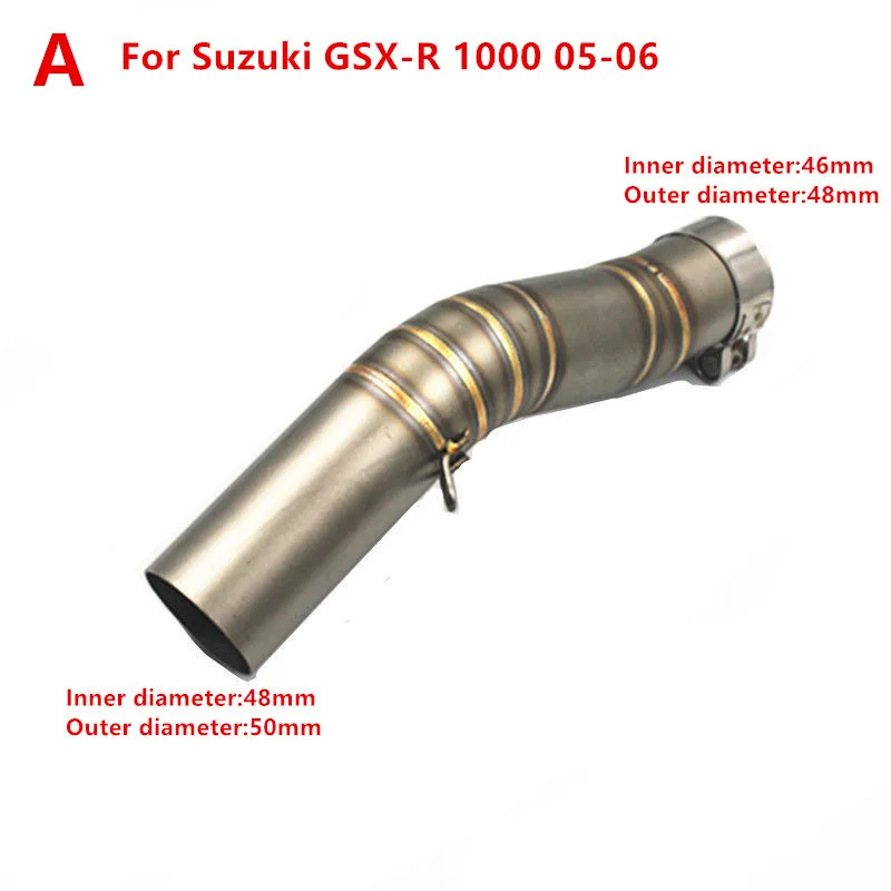 

Motorcycle 51MM Exhaust Muffler Mid Link Pipe Elbow For Suzuki GSX-R 600 750 1000 2005-2015