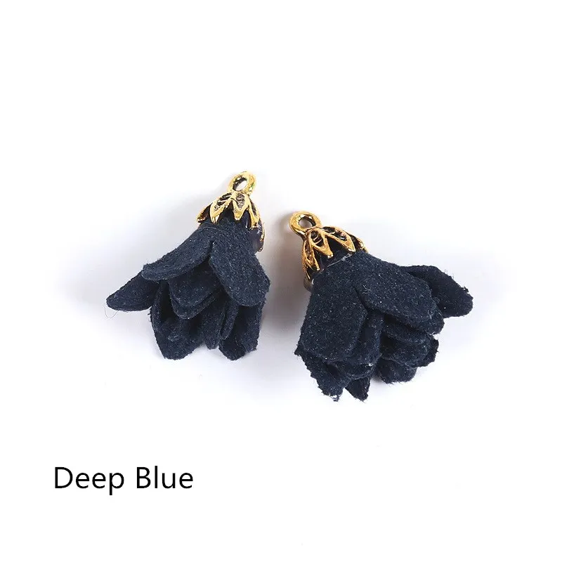 Deep Blue 10 шт./упак. мини-цветы кисточкой DIY аксессуары ручной работы шитье ремесло поставка серьги ожерелье декоративный кулон материал 25 мм - Цвет: Deep Blue