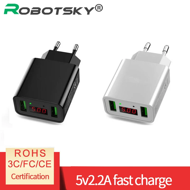 5V 2.2A Dual USB зарядное устройство для iphone EU/US цифровой дисплей зарядное устройство для мобильного телефона настенное зарядное устройство переменного тока для huawei Xiaomi samsung
