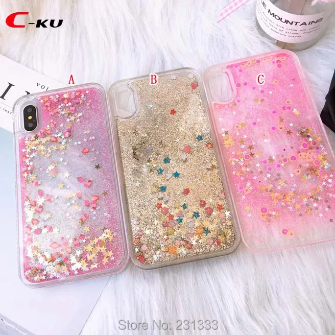 C-ku для Iphone X XS 8 7 PLUS 7plus 6 6S 3D жидкий зыбучий песок фрукты звезда Жесткий ПК ТПУ чехол