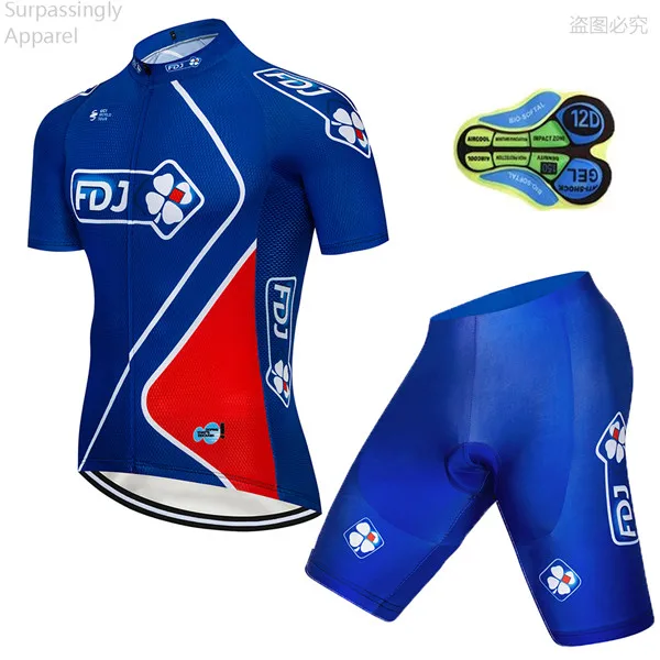 MTB Pro UCI Tour Team FDJ Велоспорт комплекты одежды велосипед Джерси Мужская велосипедная одежда летние велосипедные майки 16D набор велошорт - Цвет: Picture Color