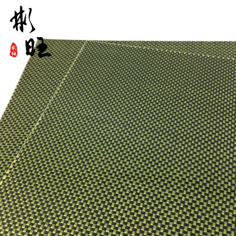 3k плиты из углеродного волокна листы высокой композитной для материала высокой твёрдости, 3k черного углеродного волокна+ желтый кевлар, равнина