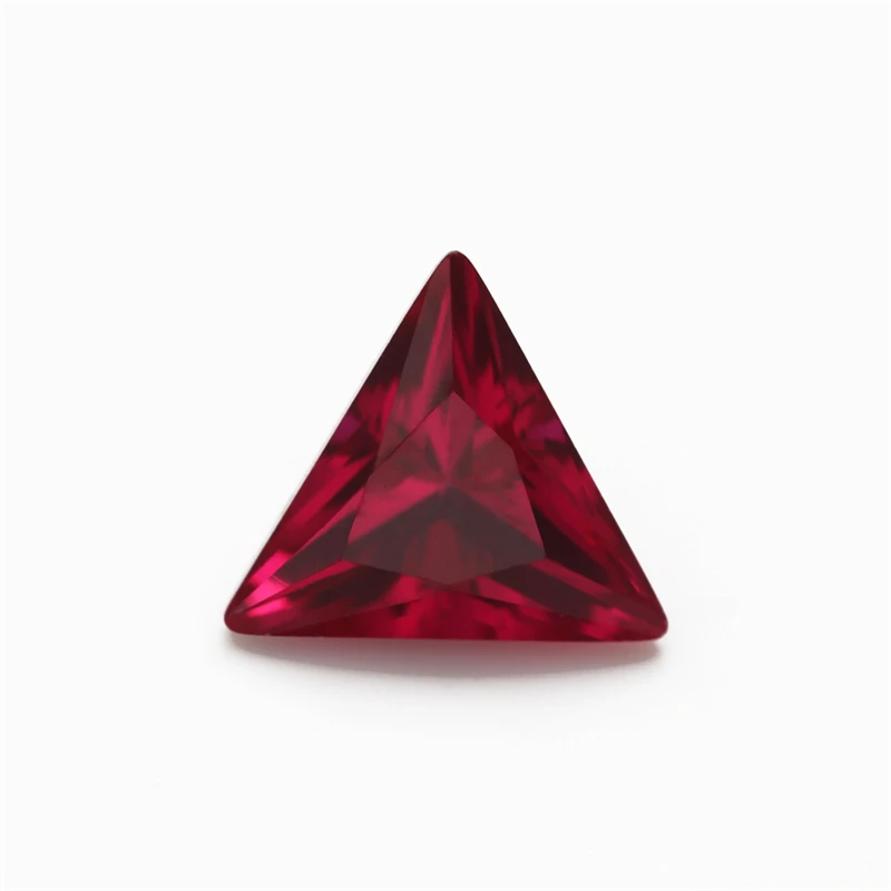 

50PCS 3x3~10x10mm Triangle Shape Loose Stone Red stone synthetic corundum stone for jewelry 5# color Machine Cut
