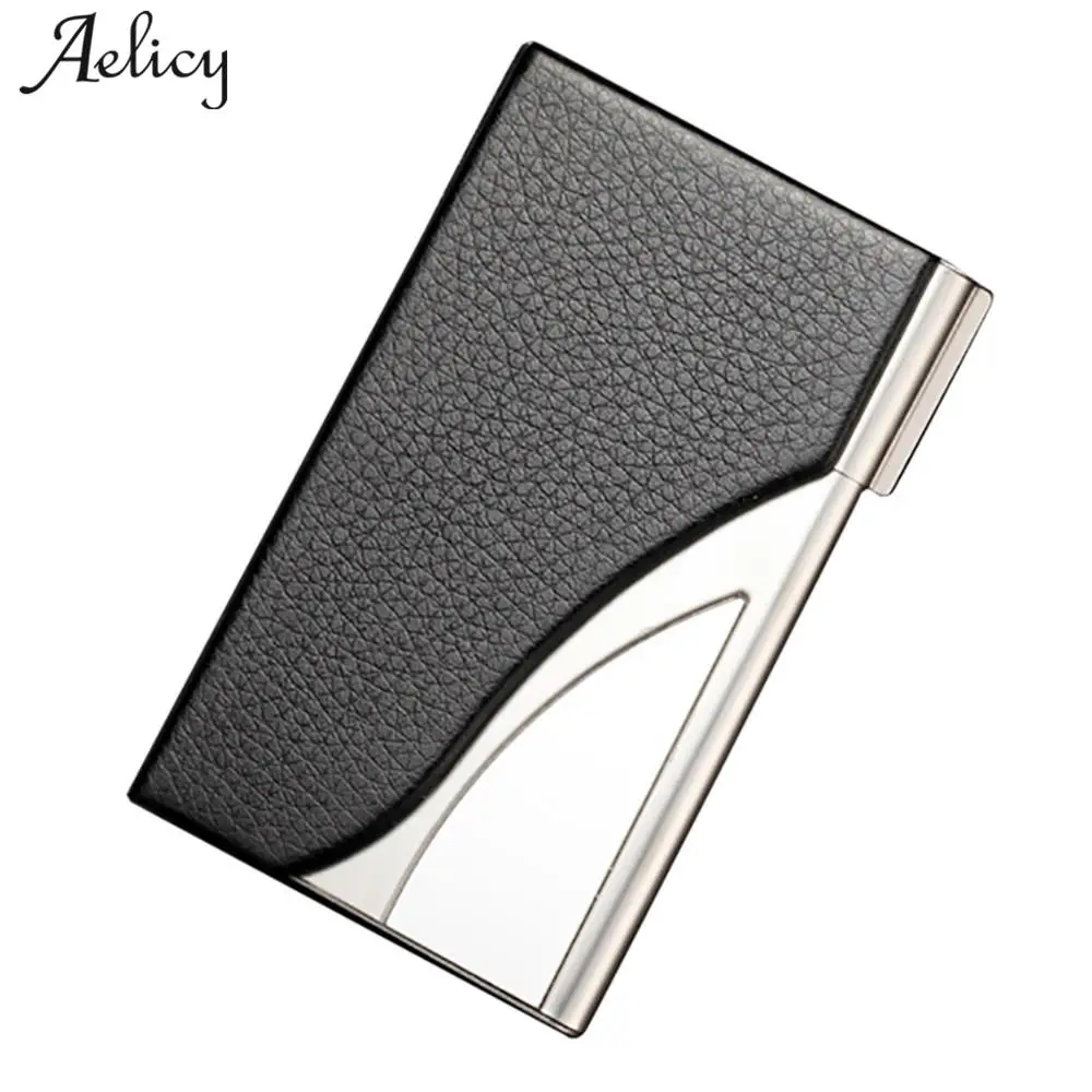 

Aelicy 2019 New Black PU Leather&Stainless Steel Business Name Card Case Holder Id Card Holder Case Wallet Box Dropshipping