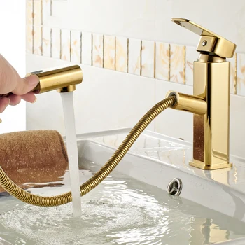 

4 Styles Rose gold Pull out bathroom faucet brass matte Gold color basin faucet basin mixer tap water tap bathroom faucet