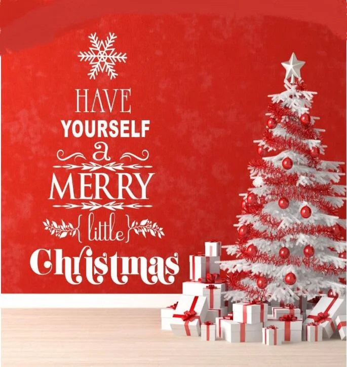 Merry Christmas Have Yourself Tree Art Home Festival Mural Wallpaper Wall Decal Vinyl Sticker MC024 | Дом и сад