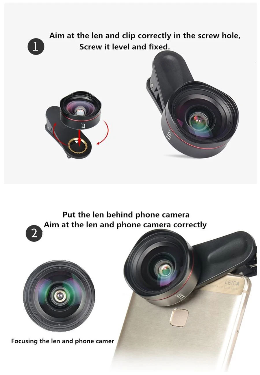Kase 4 in 1 DSLR Camera Style Phone Lens II Kit  Wide Angle/Macro/Fisheye/Telephoto Lens for Smartphone iPhone 8 Samsung Huawei