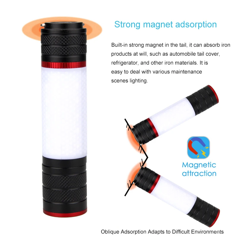 T6 светодиодный фонарь для кемпинга с магнитом, светильник для палатки, уличный аварийный светильник, 6 режимов, светильник-вспышка для 18650/AAA