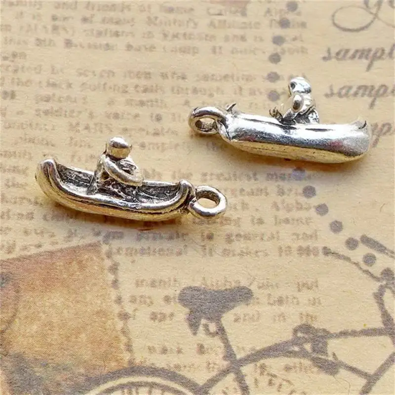 BULK 30pcs Zinc Alloy Antique Silver Plated Rowing Boat Charms fit