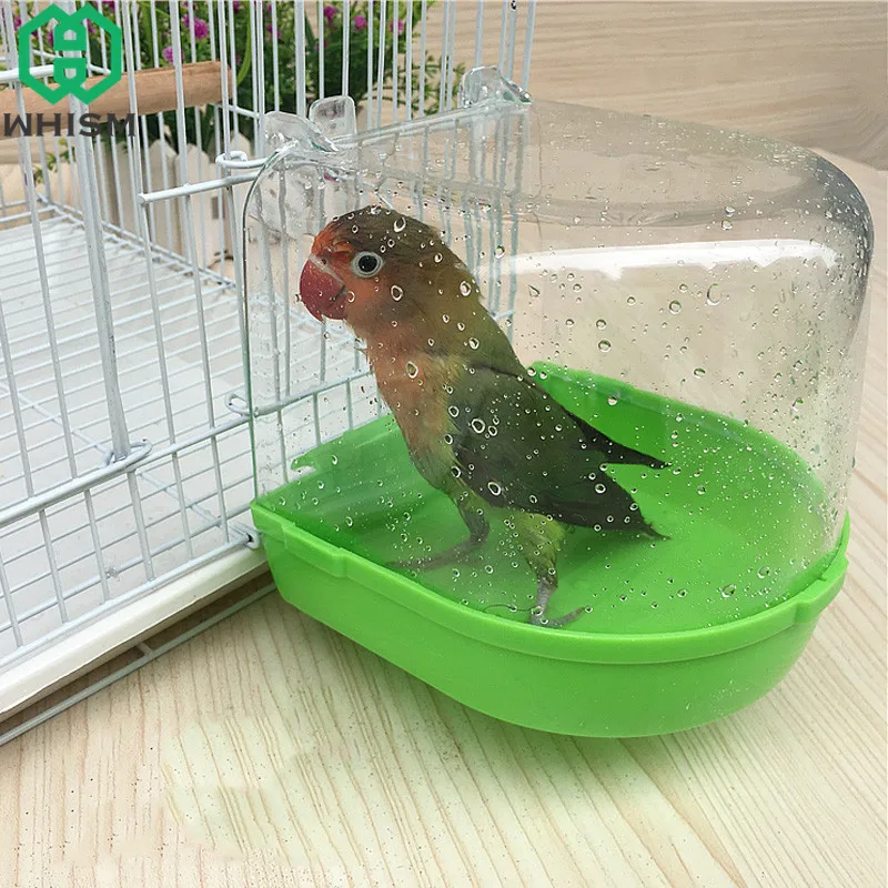 WHISM Plastic Pet Bird Baths Shower Bathtub Birdcage Hanging Feeding