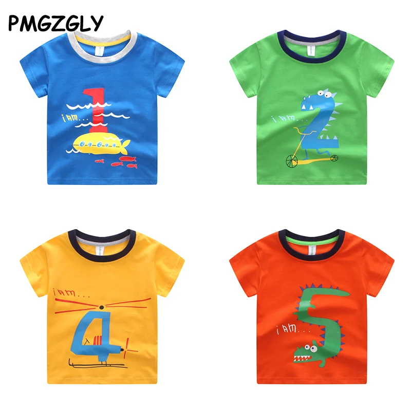 

children clothing Summer t-shirts For Boy kids clothes Beach leisure blouse number 1 2 3 4 5 T dinosaur Short sleeve T-Shirts
