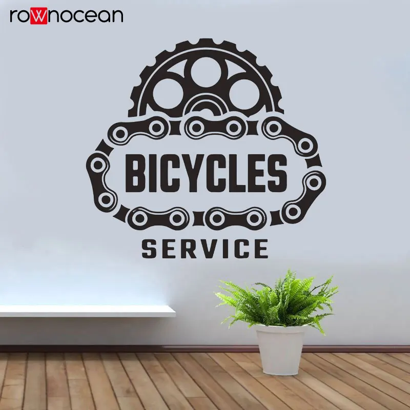 

Bicycle Shop Decal Bicycles Service Wall Sticker Art Vinyl Home Decor For Window Mural Removable Freestyle Dirt Bike Chain 3395
