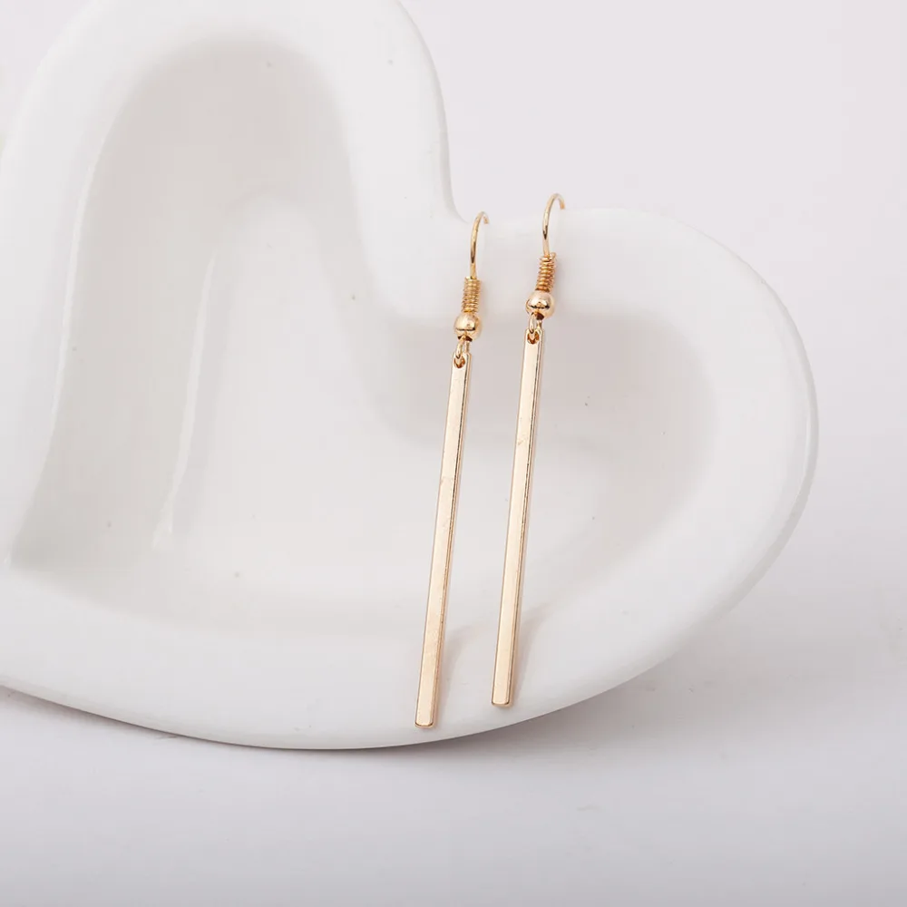 

Long Straight Strip Gold Silver Plated Dangle Earrings Women Tassel Earring Vintage Accessories Fashion Ear Jewelry Eardrop