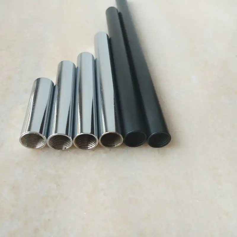 2Pcs M10 female thread+electroplated metal hollow iron pipe straight